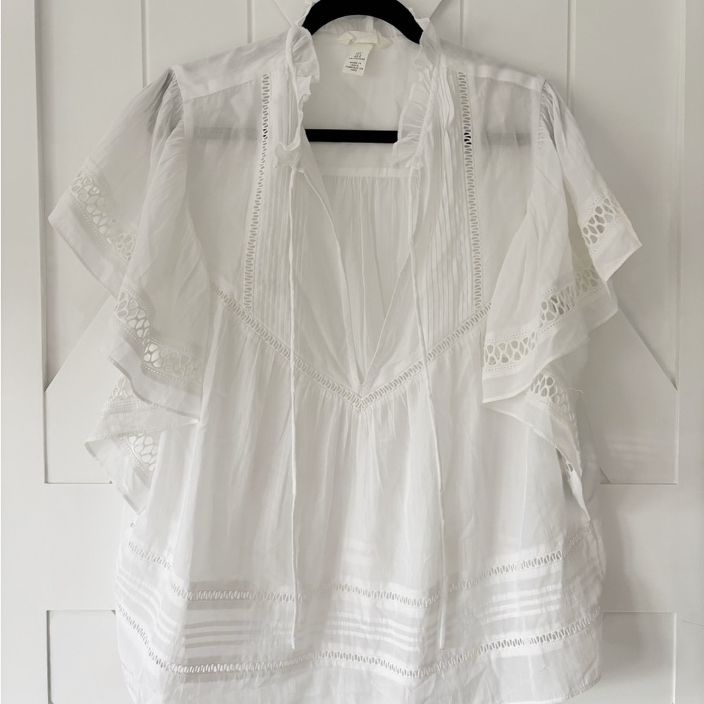 H&M White Ruffled Women's Top